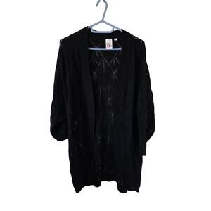 OhMG! Womens Lightweight Open front Open Knit Cardigan Sweater Large Black